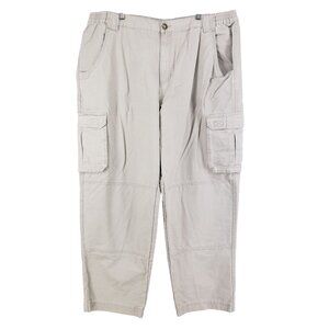 Cabelas Mens 42x30 Cargo Pants Tan High-Rise Full-Length Durable Casual Style